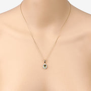Bids.com 1.27 Carat Genuine Green Tourmaline and White Diamond 14K Yellow Gold Pendant Pendants Peach Puff