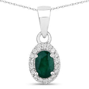 Bids.com 0.81 Carat Genuine Zambian Emerald and White Diamond 14K White Gold Pendant Pendants White Smoke Default Title