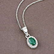 Bids.com 0.81 Carat Genuine Zambian Emerald and White Diamond 14K White Gold Pendant Pendants Slate Gray