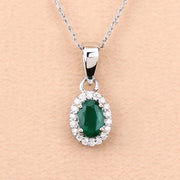 Bids.com 0.81 Carat Genuine Zambian Emerald and White Diamond 14K White Gold Pendant Pendants Peach Puff