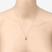 Bids.com 0.81 Carat Genuine Zambian Emerald and White Diamond 14K White Gold Pendant Pendants Bisque