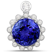 Bids.com 14.36 Carat Genuine Tanzanite and White Diamond 18K White Gold Pendant Pendants White Smoke Default Title