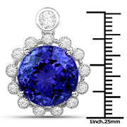 Bids.com 14.36 Carat Genuine Tanzanite and White Diamond 18K White Gold Pendant Pendants White Smoke