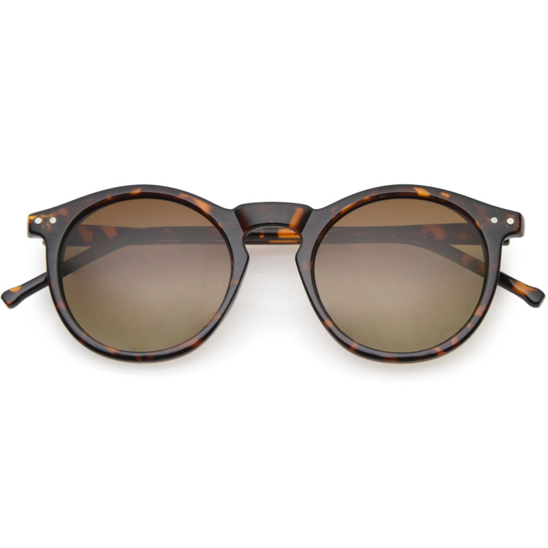 zeroUV 1920's P3 Dapper Vintage Inspired Round Sunglasses 8637 Sunglasses White Smoke Polarized Tortoise Brown