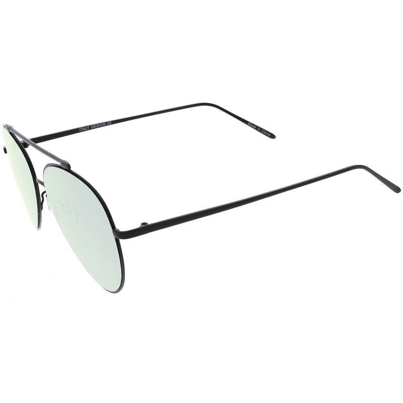 zeroUV Retro Modern Mirrored Flat Lens Metal Aviator Sunglasses A318 Sunglasses White Smoke Gold Pink Mirror,Gold Blue Mirror,Gold Purple Mirror,Gold Brown Mirror,Silver Silver Mirror,Black Silver Mirror