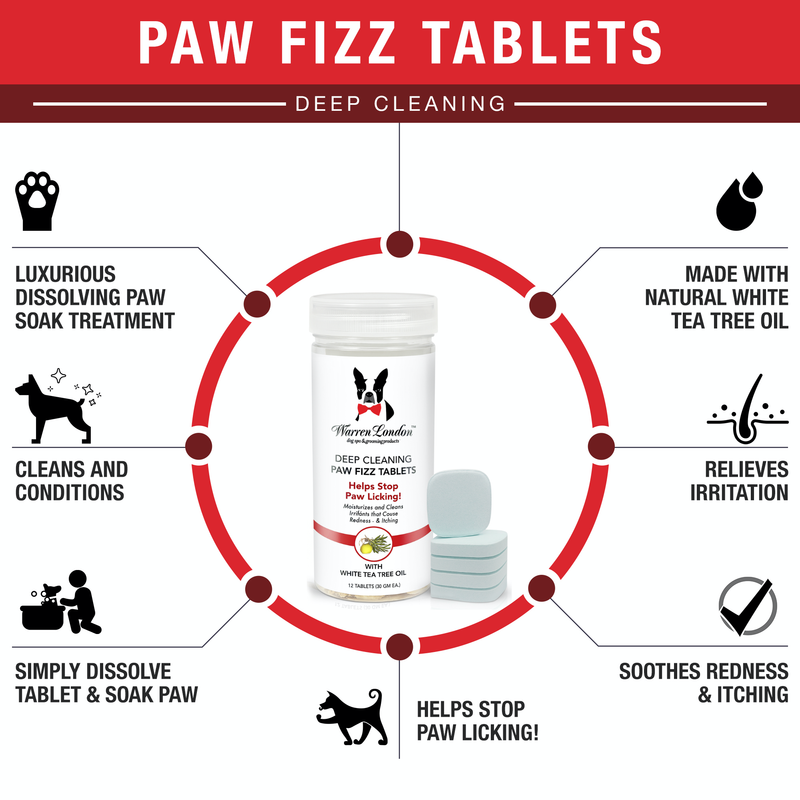 Warren London Deep Cleaning Paw Fizz Tablets - Soothes Itchy, Irritated Paws Spa Product White Smoke
