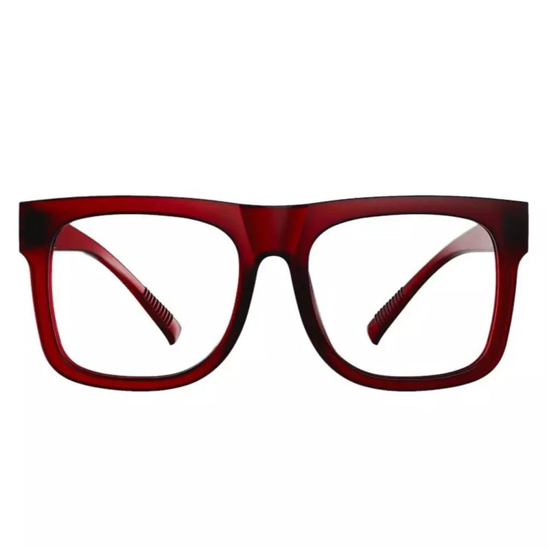 eyekeeper.com PcFab | Frame Only & No Prescription Eyeglasses White Smoke Red / Frame Only,Red / Clear Lens With No Vision Correction