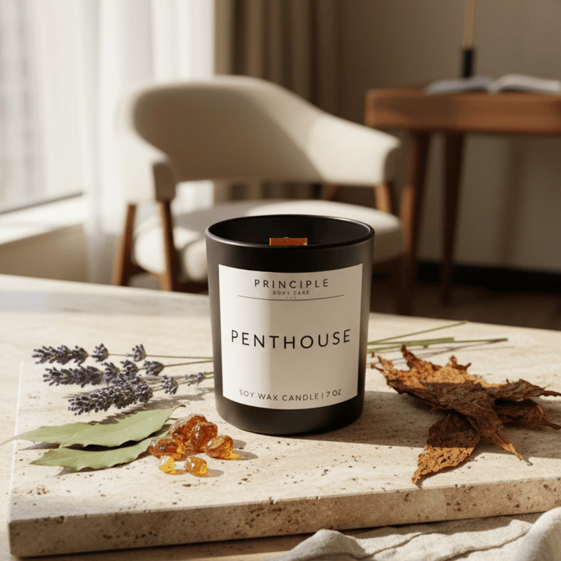 P R I N C I P L E Penthouse Soy Wax Candle Candles Antique White