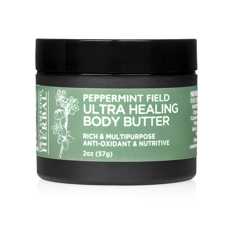 Ora's Amazing Herbal Ultra Healing Body Butter, Peppermint Field Black 2oz Travel