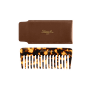 KOH-I-NOOR Beauty USA Janeke Tokyo Wide-Tooth Comb with Leather Case – Portable Purse Comb Comb Dark Olive Green