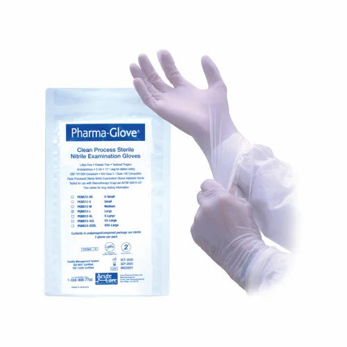 Pharma Glove Pharma Glove Sterile Nitrile Chemo Approved  12In  Cuff White Large 400 Ct Disponsable Gloves White Smoke
