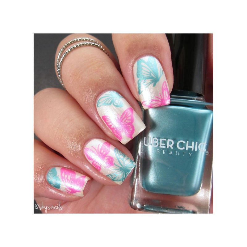 UberChic Beauty Butterflies Stamping Plate Rosy Brown