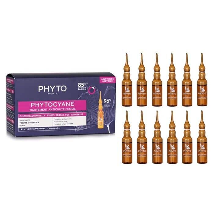 Nava Beauty PHYTO PHYTOCYANE Revitalizing Treatment for Reactional Hair Thinning - Women 12 Vials White Smoke