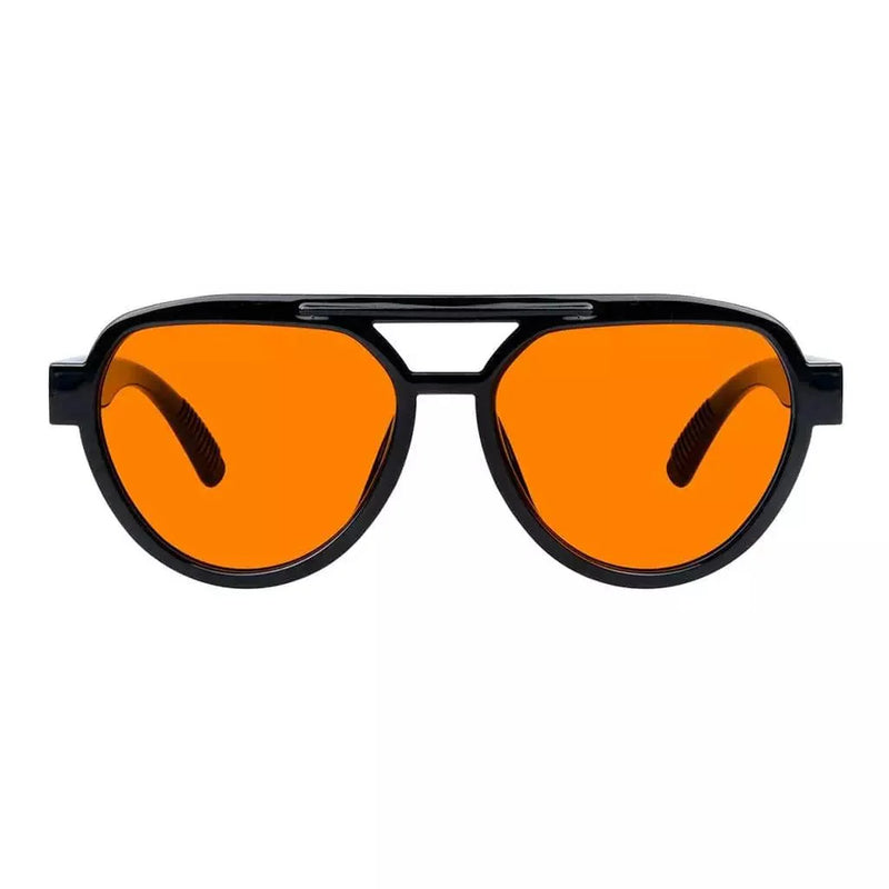 eyekeeper.com Pilot 100% Blue Blocking Glasses Orange Lens Metalless Screwless R2312-B98 Eyeglasses White Smoke Black / without magnification