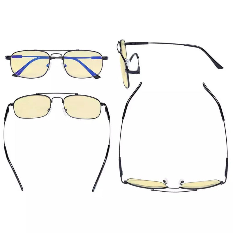eyekeeper.com Pilot Memory Metal Blue Light Blocking Reading Glasses TMCG1705 Eyeglasses White Smoke Black / without magnification,Black / +0.50,Black / +0.75,Black / +1.00,Black / +1.25,Black / +1.50,Black / +1.75,Black / +2.00,Black / +2.25,Black / +2.50,Black / +3.00,Black / +3.50,Gunmetal / without magnification,Gunmetal / +0.50,Gunmetal / +0.75,Gunm