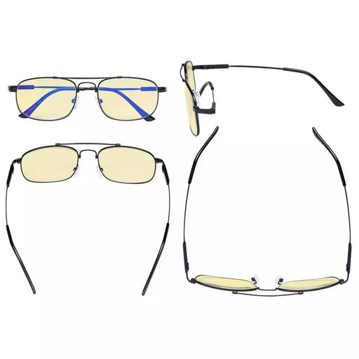 eyekeeper.com Pilot Memory Metal Blue Light Blocking Reading Glasses TMCG1705 Eyeglasses White Smoke Black / without magnification,Black / +0.50,Black / +0.75,Black / +1.00,Black / +1.25,Black / +1.50,Black / +1.75,Black / +2.00,Black / +2.25,Black / +2.50,Black / +3.00,Black / +3.50,Gunmetal / without magnification,Gunmetal / +0.50,Gunmetal / +0.75,Gunm