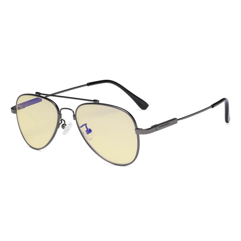 eyekeeper.com Pilot Style Blue Light Blocking Eyeglasses for Kids TMK1805 Eyeglasses White Smoke Gunmetal / without magnification