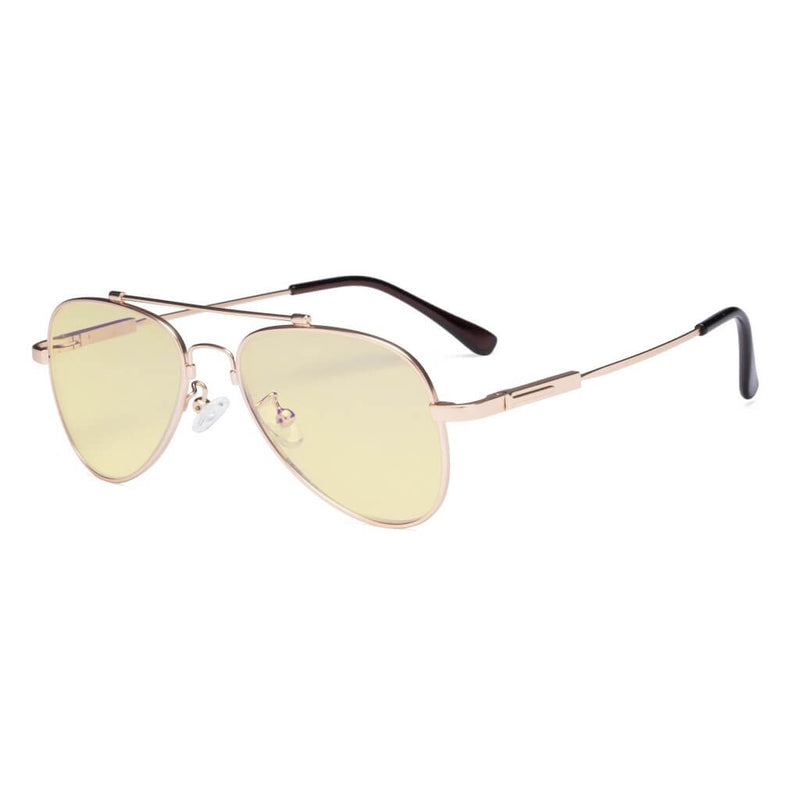 eyekeeper.com Pilot Style Blue Light Blocking Eyeglasses for Kids TMK1805 Eyeglasses White Smoke Gold / without magnification