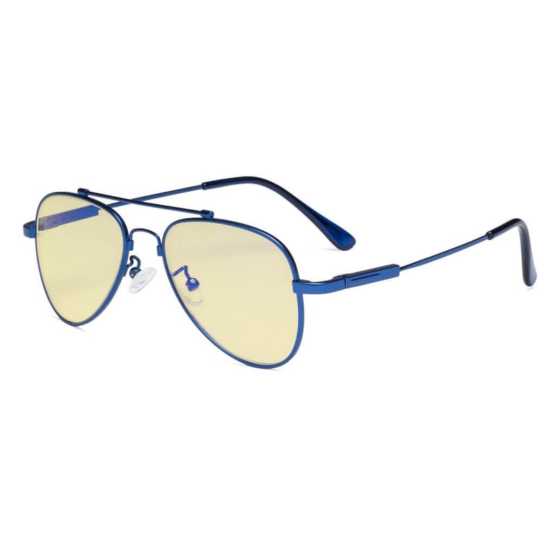 eyekeeper.com Pilot Style Blue Light Blocking Eyeglasses for Kids TMK1805 Eyeglasses White Smoke Blue / without magnification