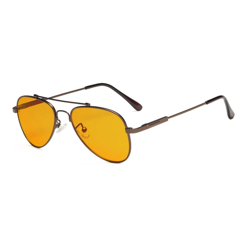 eyekeeper.com Pilot Style Blue Light Blocking Eyeglasses Kids DSK1805 Eyeglasses Goldenrod Brown / without magnification