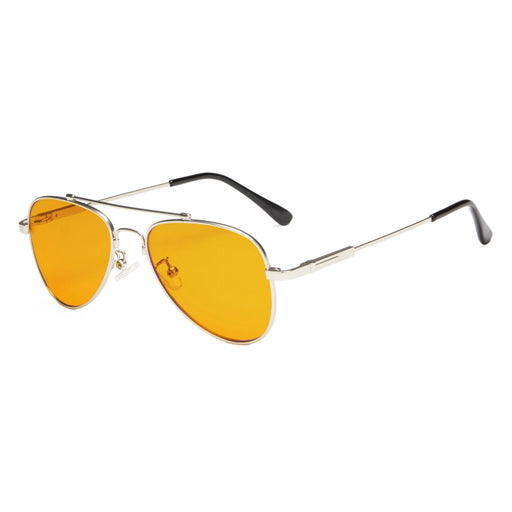 eyekeeper.com Pilot Style Blue Light Blocking Eyeglasses Kids DSK1805 Eyeglasses White Smoke Silver / without magnification