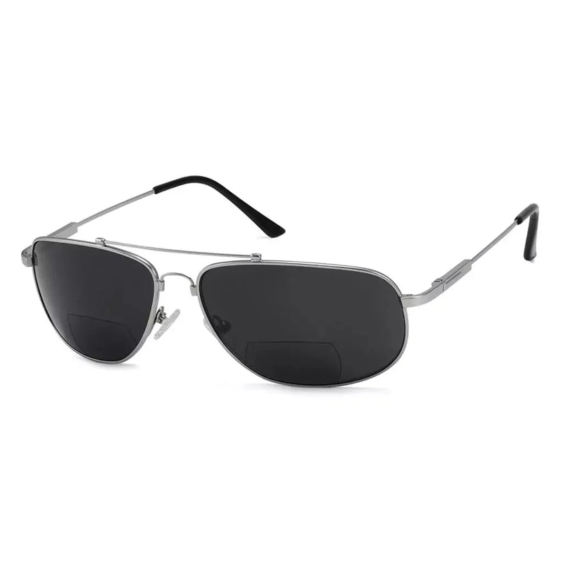 eyekeeper.com Pilot Style Metal Polarized Bifocal Sunglasses PGSG1803 Sunglasses White Smoke Silver / +1.50,Silver / +2.00,Silver / +2.50,Silver / +3.00