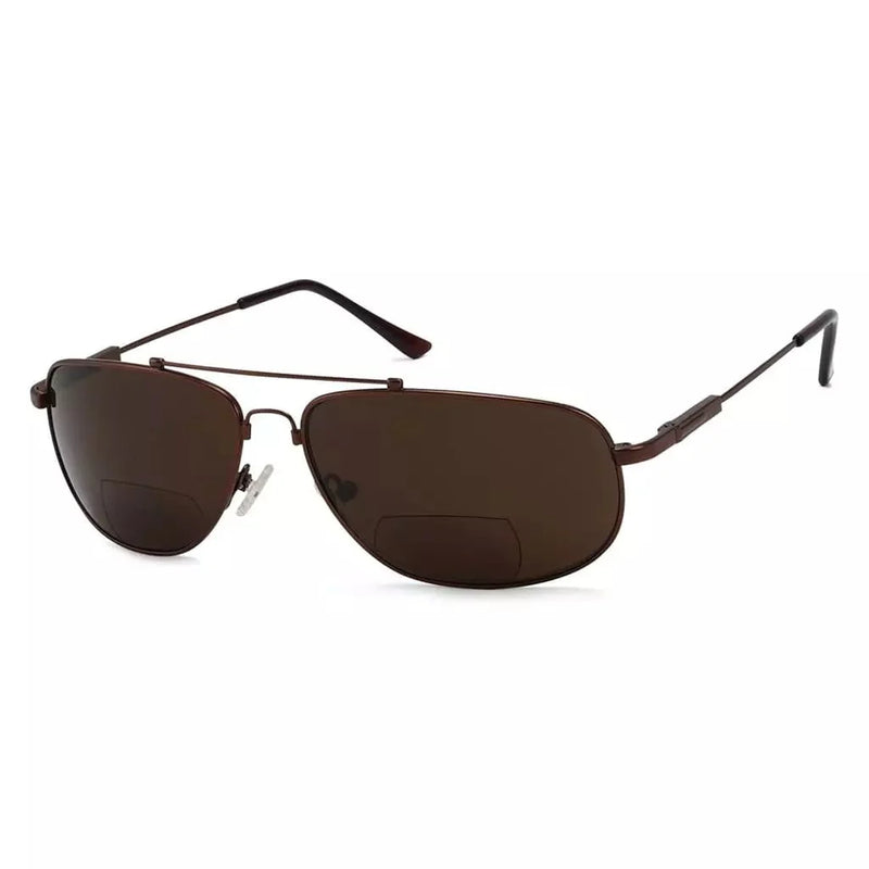 eyekeeper.com Pilot Style Metal Polarized Bifocal Sunglasses PGSG1803 Sunglasses White Smoke Brown / +2.00,Brown / +2.50,Brown / +3.00