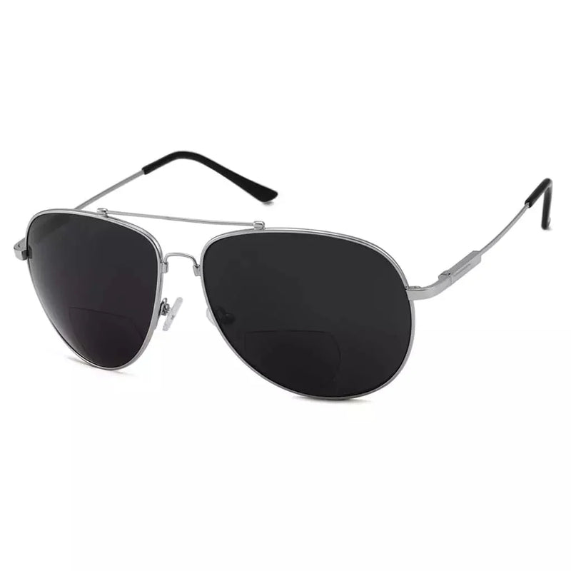 eyekeeper.com Pilot Style Polarized Bifocal Sunglasses PGSG1802 Sunglasses White Smoke Silver / +1.50,Silver / +2.00,Silver / +2.50,Silver / +3.00