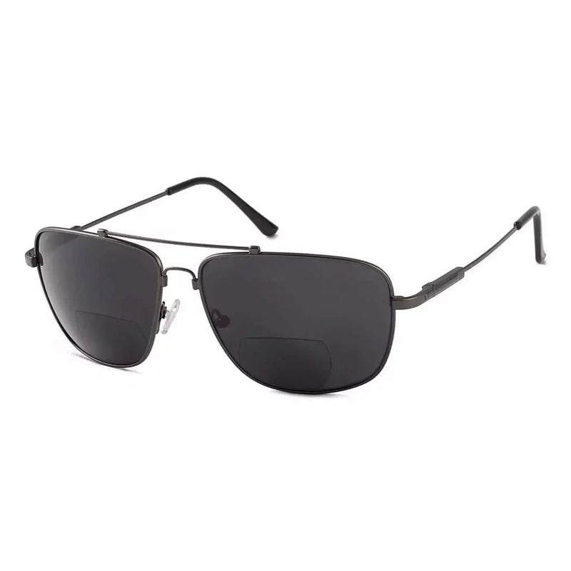 eyekeeper.com Pilot Style Polarized Bifocal Sunglasses Readers PGSG1801 Sunglasses White Smoke Gunmetal / +2.50