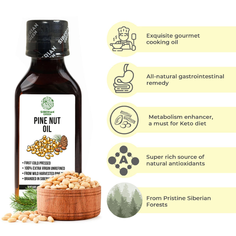SiberianGreen.com Extra Virgin Siberian Pine Nut Oil – 100% Pure & Cold Pressed Cooking Oils White Smoke