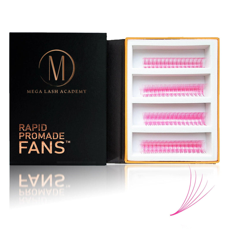 Mega Lash Academy Pink 5D Rapid Promade Fans - 600 Fans Promade Fans Light Gray 0.07 / CC / Mixed 8-9-10-11 mm,0.07 / CC / Mixed 12-13-14-15 mm