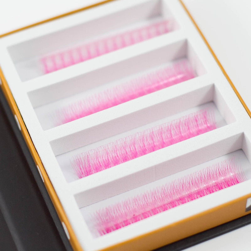 Mega Lash Academy Pink 5D Rapid Promade Fans - 600 Fans Promade Fans Light Gray 0.07 / CC / Mixed 8-9-10-11 mm,0.07 / CC / Mixed 12-13-14-15 mm