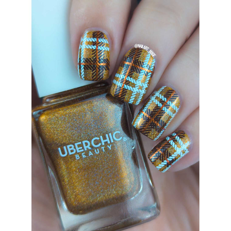 UberChic Beauty Plaid Freestyle Stamping Plate Light Slate Gray