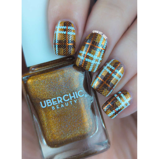 UberChic Beauty Plaid Freestyle Stamping Plate Light Slate Gray