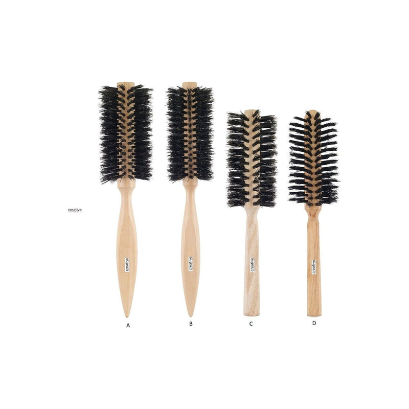 Creative Pro Hair Tools Creative beach wood  natural bristle range Cleaning Brushes White Smoke 1",2",2.5",2.75"