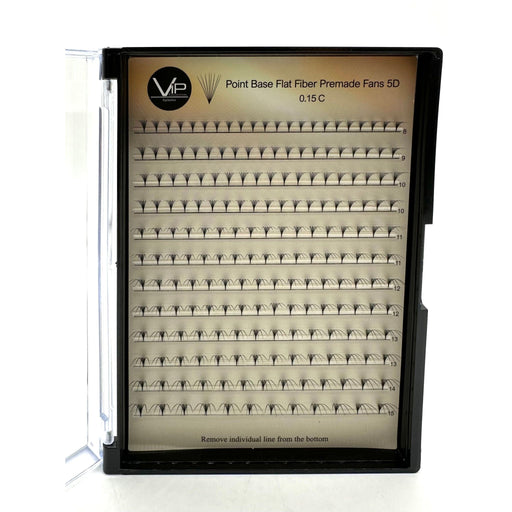VIP Extensions VIP Point Base Flat Fiber Premade Fans 12 Lines 9cm 5D 8D Eyelash Extensions White Smoke 5D  0.15 C 8-15