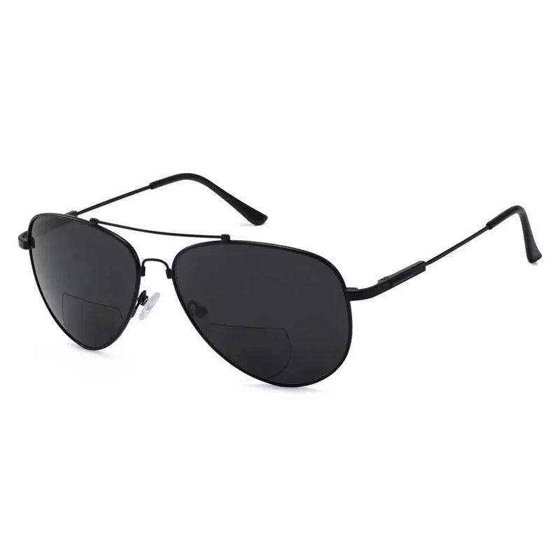 eyekeeper.com Polarized Bifocal Sunglasses Pilot Style Readers PGSG1804 Sunglasses White Smoke Black / +2.50