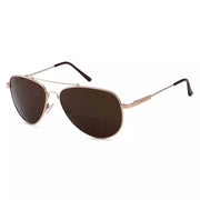 eyekeeper.com Polarized Bifocal Sunglasses Pilot Style Readers PGSG1804 Sunglasses White Smoke Gold Brown / +2.50