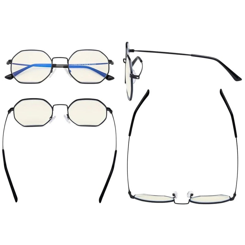 eyekeeper.com Polygon Design Blue Light Blocking Eyeglasses LX19026-BB60 Eyeglasses White Smoke Black Silver / without magnification,Gold Black / without magnification,Gold Red / without magnification