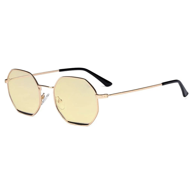 eyekeeper.com Polygon Design Blue Light Blocking Eyeglasses LX19026-BB60 Eyeglasses White Smoke Gold Black / without magnification