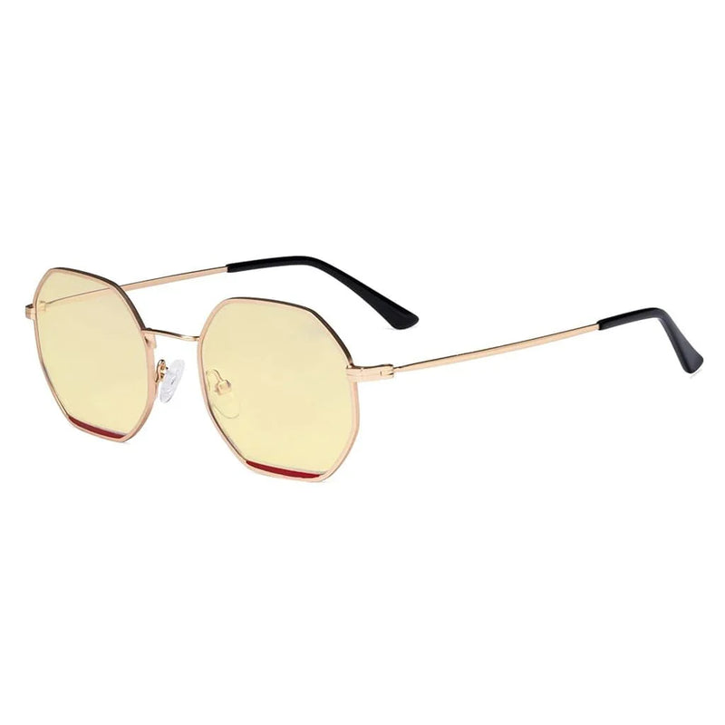 eyekeeper.com Polygon Design Blue Light Blocking Eyeglasses LX19026-BB60 Eyeglasses White Smoke Gold Red / without magnification