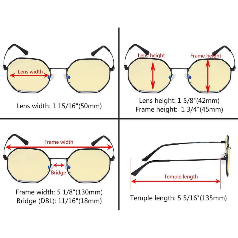 eyekeeper.com Polygon Design Blue Light Blocking Eyeglasses LX19026-BB60 Eyeglasses White Smoke Black Silver / without magnification,Gold Black / without magnification,Gold Red / without magnification