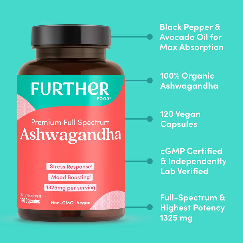 Further Food Premium Ashwagandha Eastern Remedies Turquoise 1 Pack,2 Pack,3 Pack