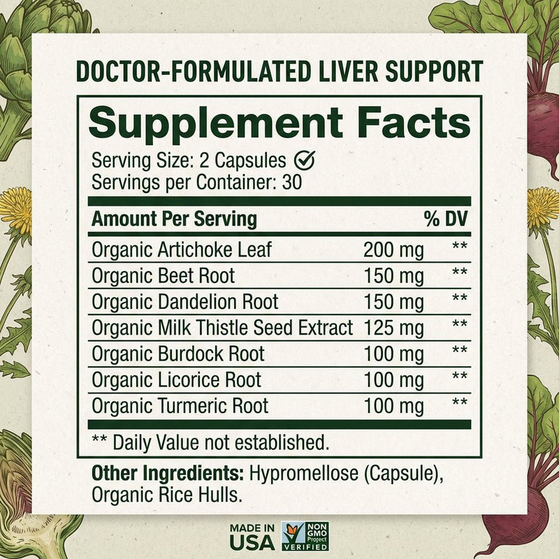 Hippie Farms Premium Liver Cleanse & Reset - Liver Detox, Bile Stimulation, Enzyme Support (AST/ALT) Vitamins & Supplements Seashell