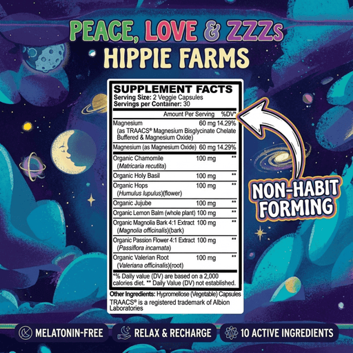 Hippie Farms Premium Sleep Aid Formula - Peace, Love, and ZZZ's Blend Vitamins & Supplements Gray