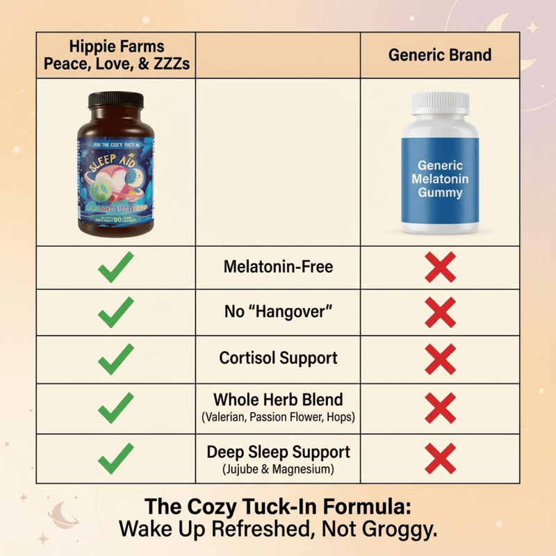 Hippie Farms Premium Sleep Aid Formula - Peace, Love, and ZZZ's Blend Vitamins & Supplements Antique White