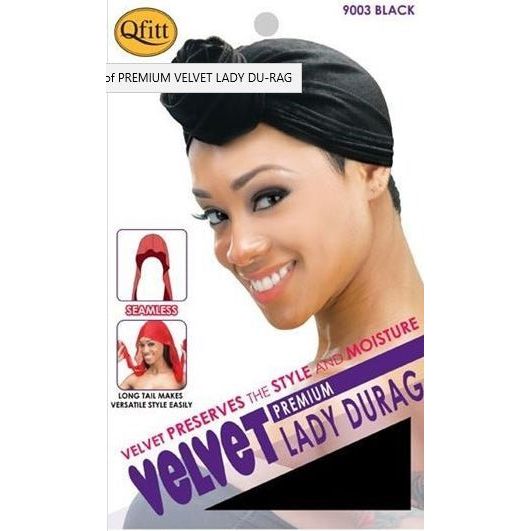 VIP Extensions Premium Velvet Lady Du-Rag, Black (9003) Hair Accessories White Smoke