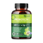 Nature Target Probiotics with Prebiotic Fiber, 60 Billion CFUs, 120 Capsules Dietary Fiber White Smoke