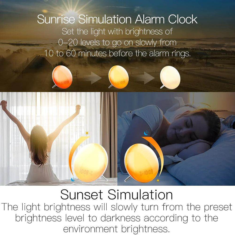 SmartPursue™ Wake Up Sunrise Simulation Alarm Clock Alarm Clocks White Smoke