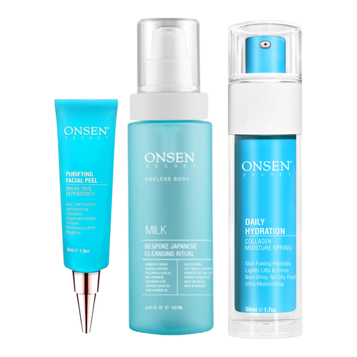 Onsen Secret Facial Glow Full-Size Kit Skin Care Sets Powder Blue Normal - Oily
